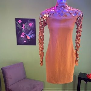 Brand: Another Story
Product: Fitted Mini Dress w/Diamond Peek-A-Boo Sleeves